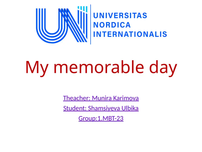 My memorable day