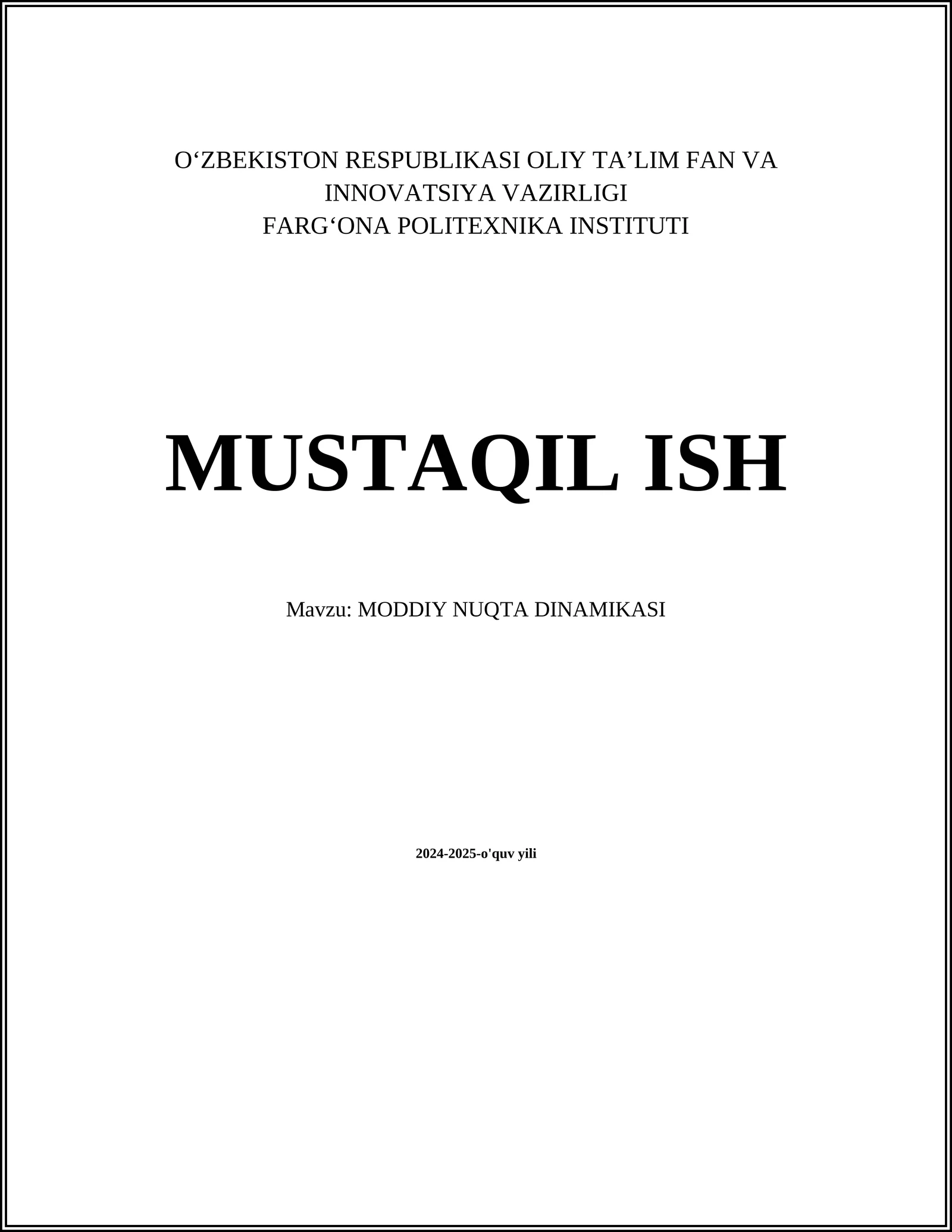MODDIY NUQTA DINAMIKASI