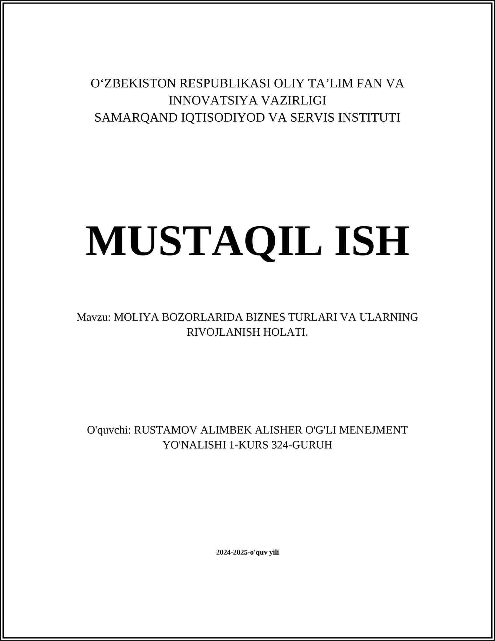 Xususiy moliyaviy xizmatlar bozori