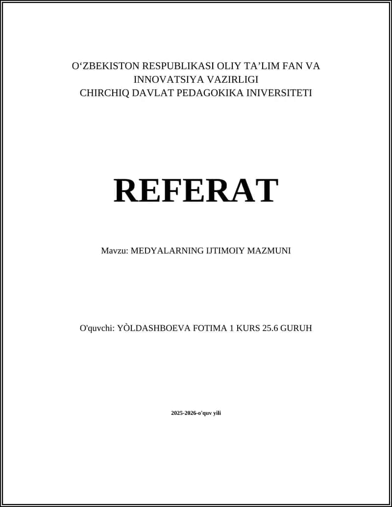 MEDYALARNING IJTIMOIY MAZMUNI