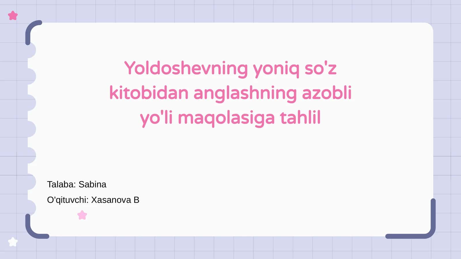 Yoldoshevning yoniq so'z kitobidan anglashning azobli yo'li maqolasiga tahlil