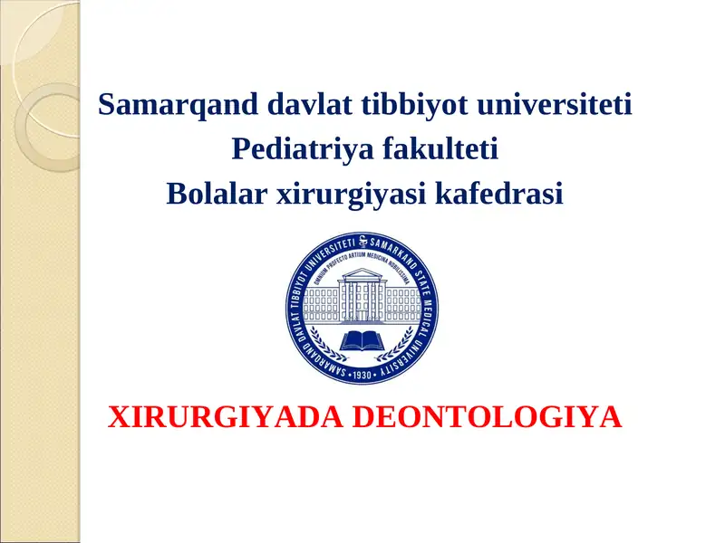 Tibbiy Deontologiya