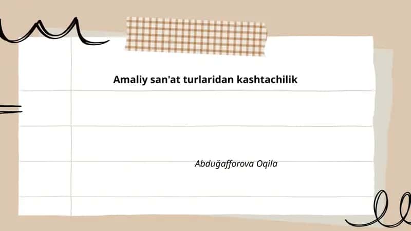 Kashtachilikning tarixi va rivojlanishi