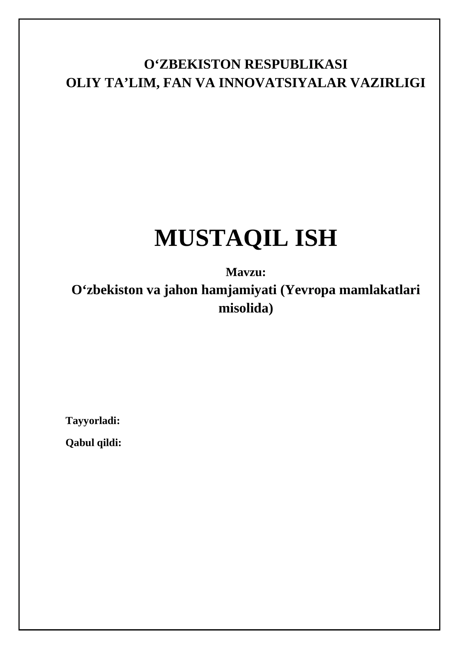 O'zbekiston va Yevropa Ittifoqi: Hamkorlikning asosiy yo'nalishlari
