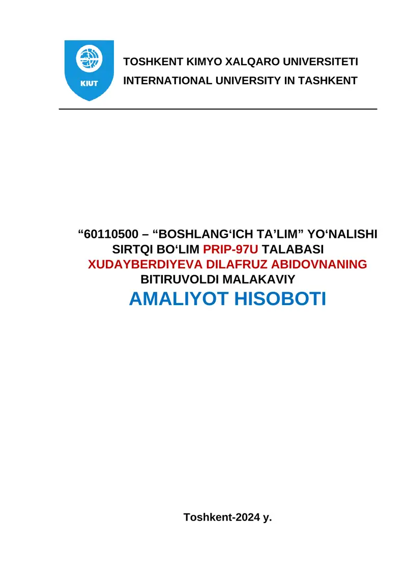 AMALIYOT HISOBOTI