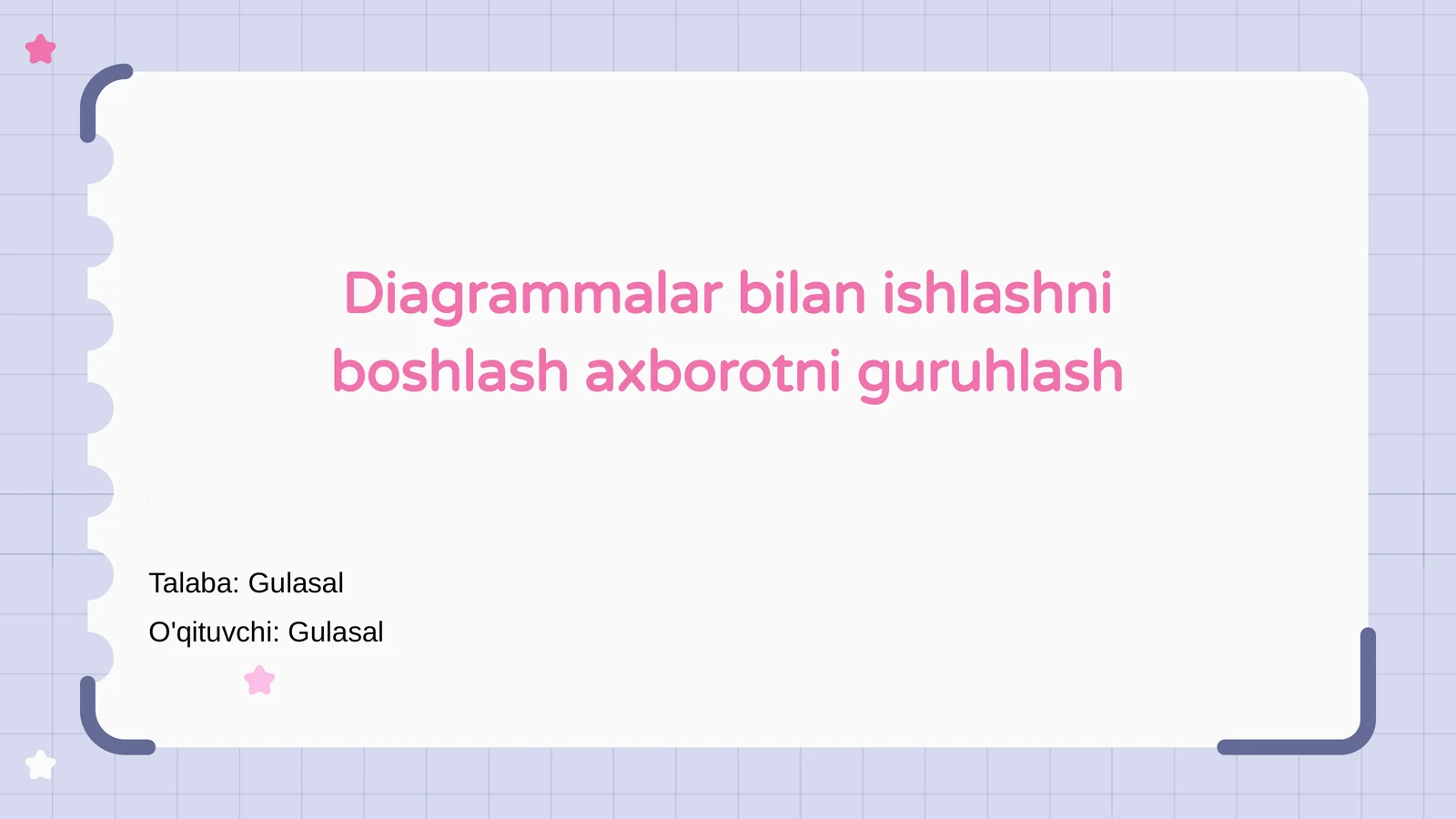 Diagrammalar bilan ishlashni boshlash axborotni guruhlash