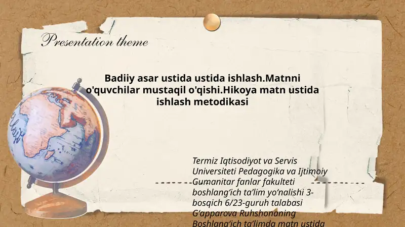 Matn ustida ishlash metodikasi