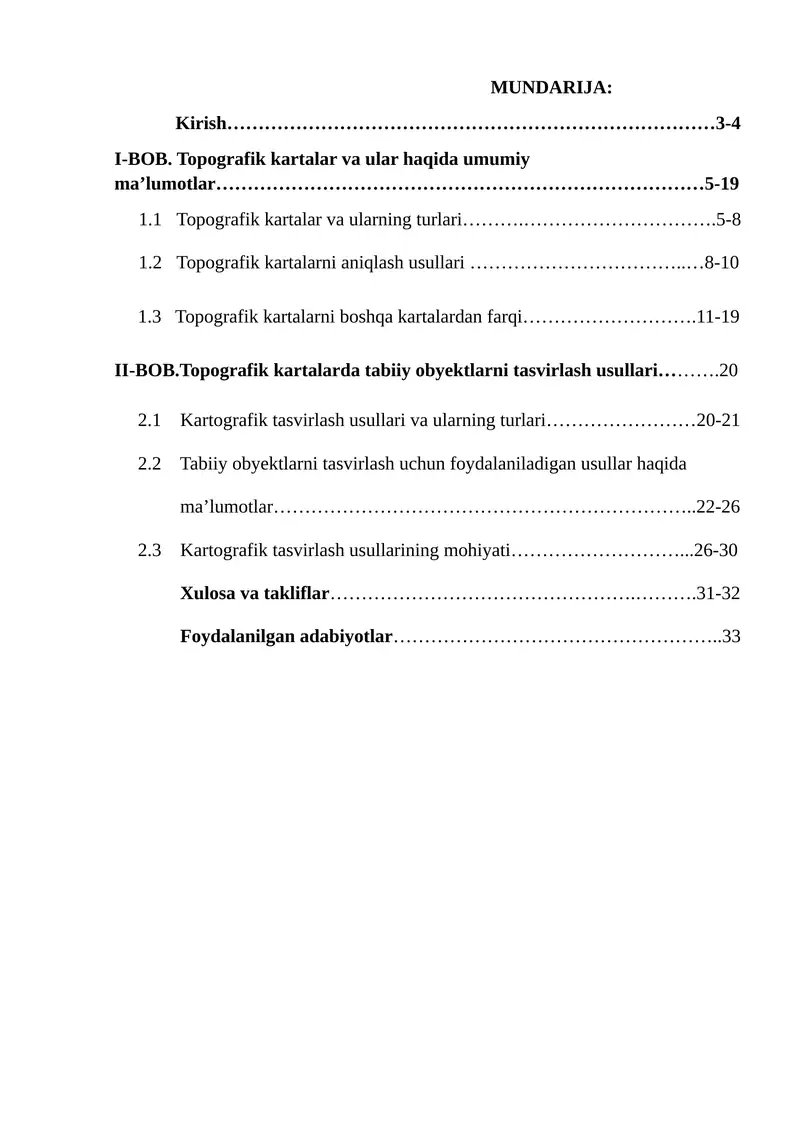 Topografik kartalar va ular haqida umumiy ma’lumotlar