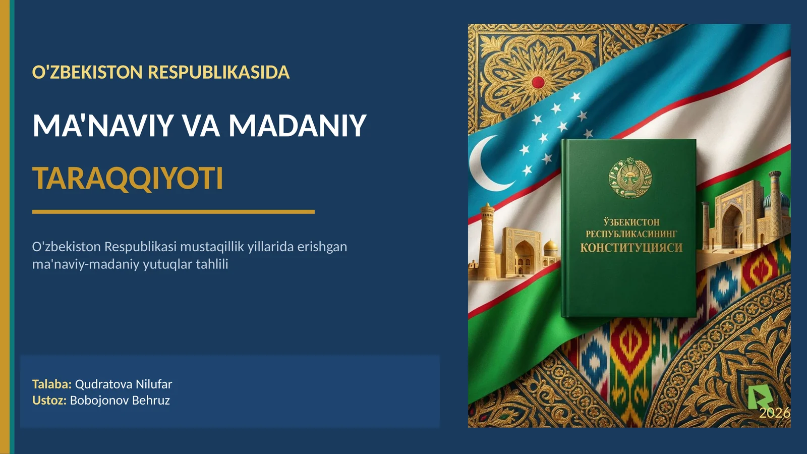 Ma'naviy va Madaniy Taraqqiyoti