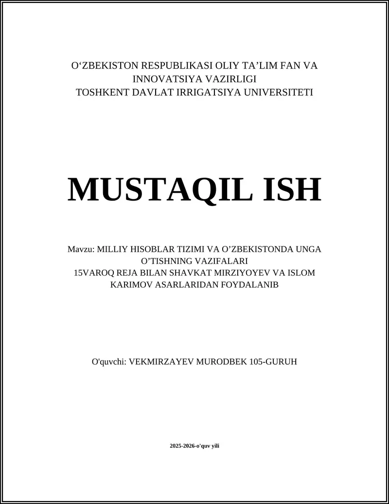 Milliy hisoblar tizimi