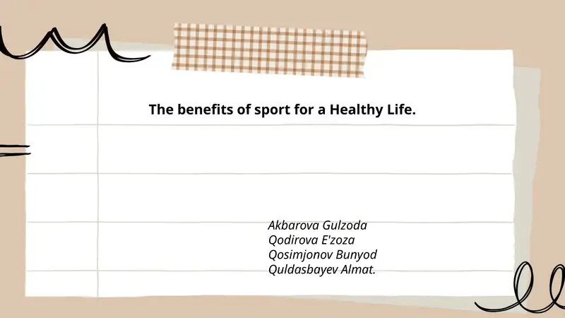 The benefits of sport for a Healthy Life
