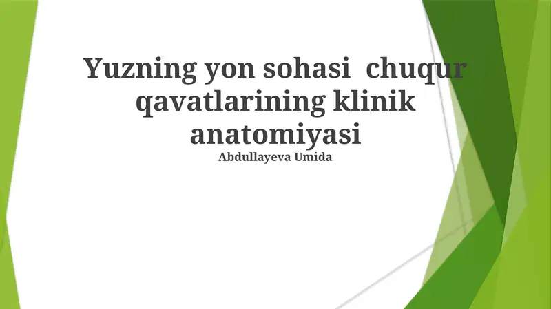 Yuzning yon sohasi chuqur qavatlarining klinik anatomiyasi