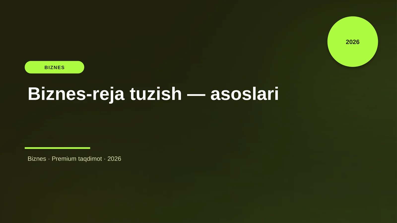Biznes-reja tuzish — asoslari