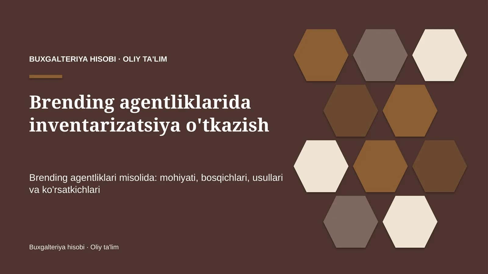 Brending agentliklarida inventarizatsiya o'tkazish