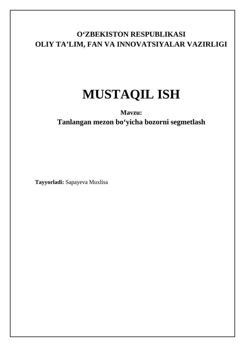 Bozor segmentatsiyasi