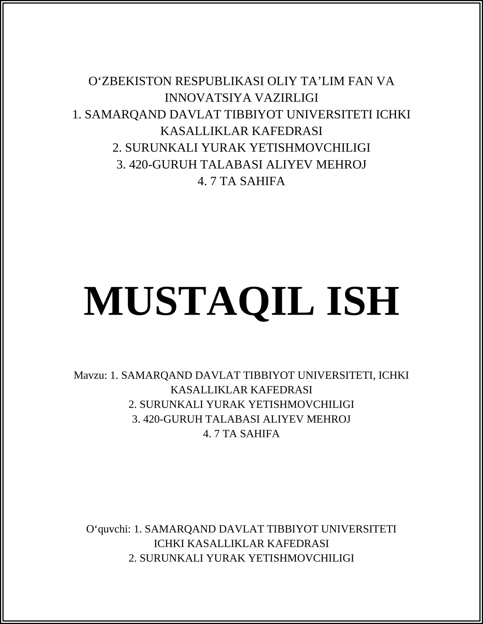 SAMARQAND DAVLAT TIBBIYOT UNIVERSITETI