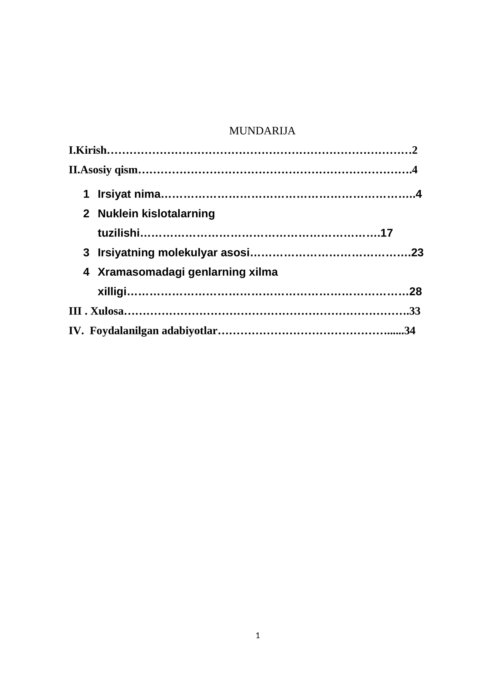 MUNDARIJA