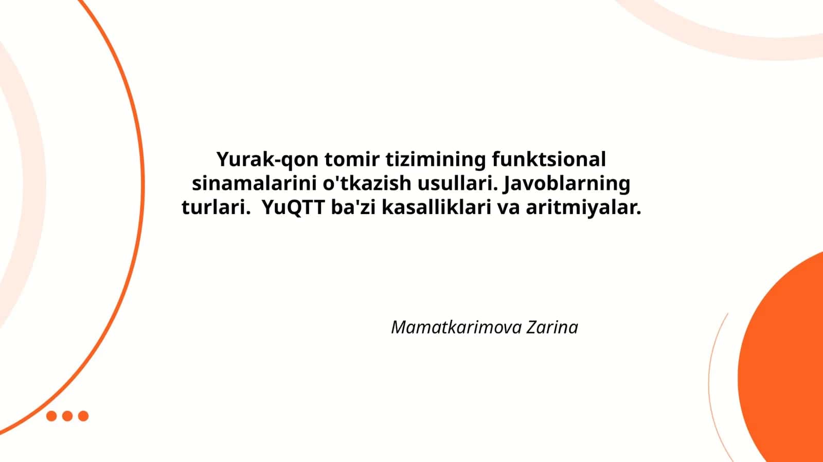 Yurak-qon tomir tizimining funktsional sinamalari