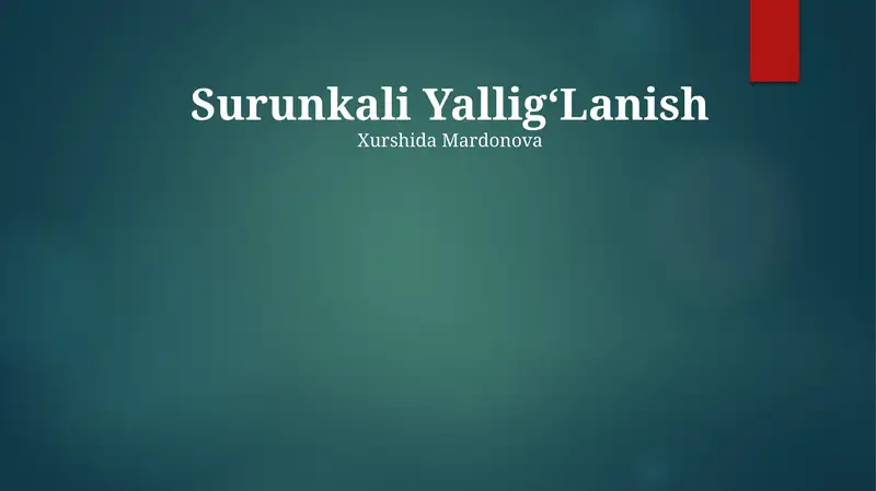 Surunkali YalligʻLanish
