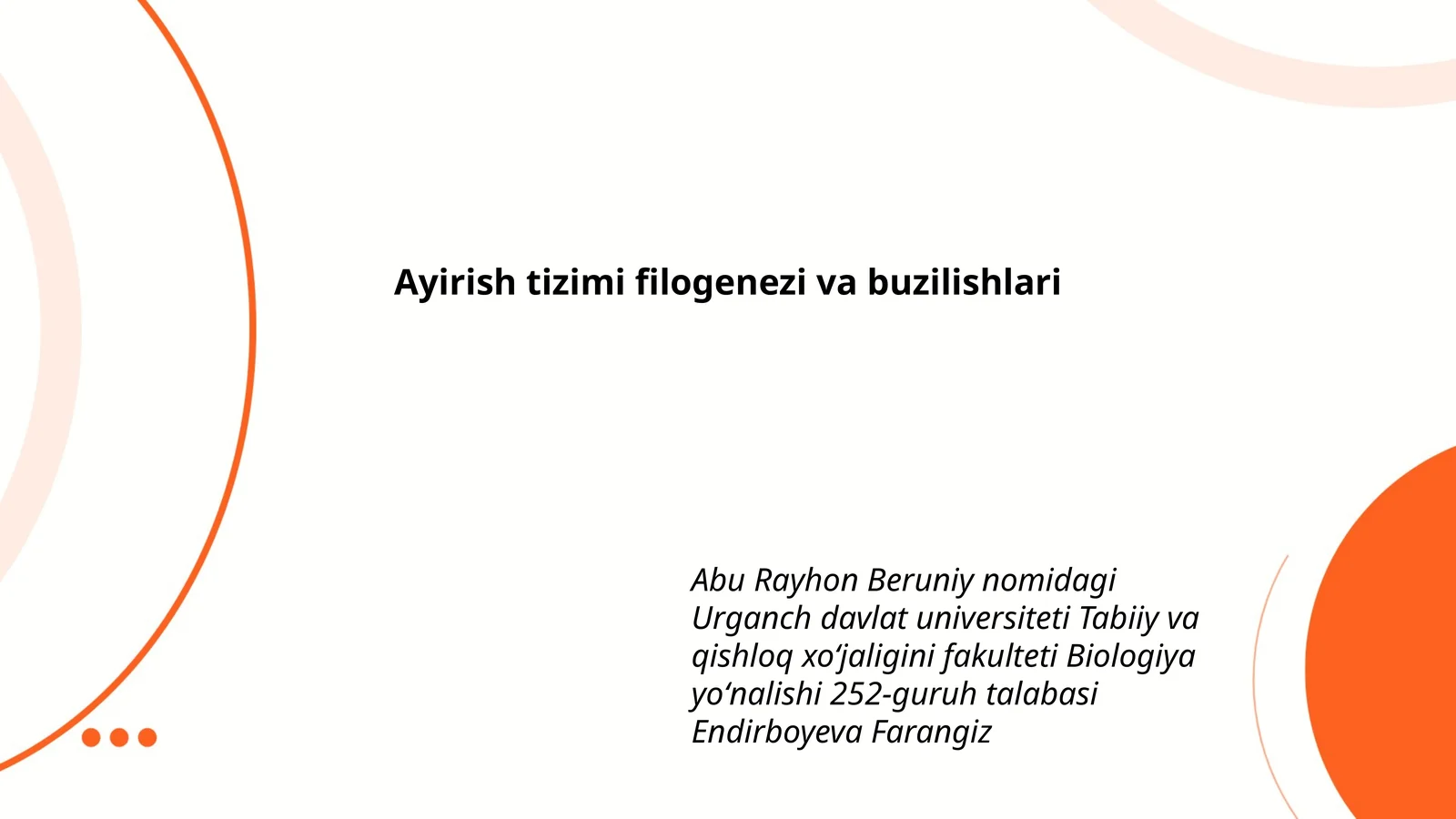 Ayirish tizimi filogenezi va buzilishlari