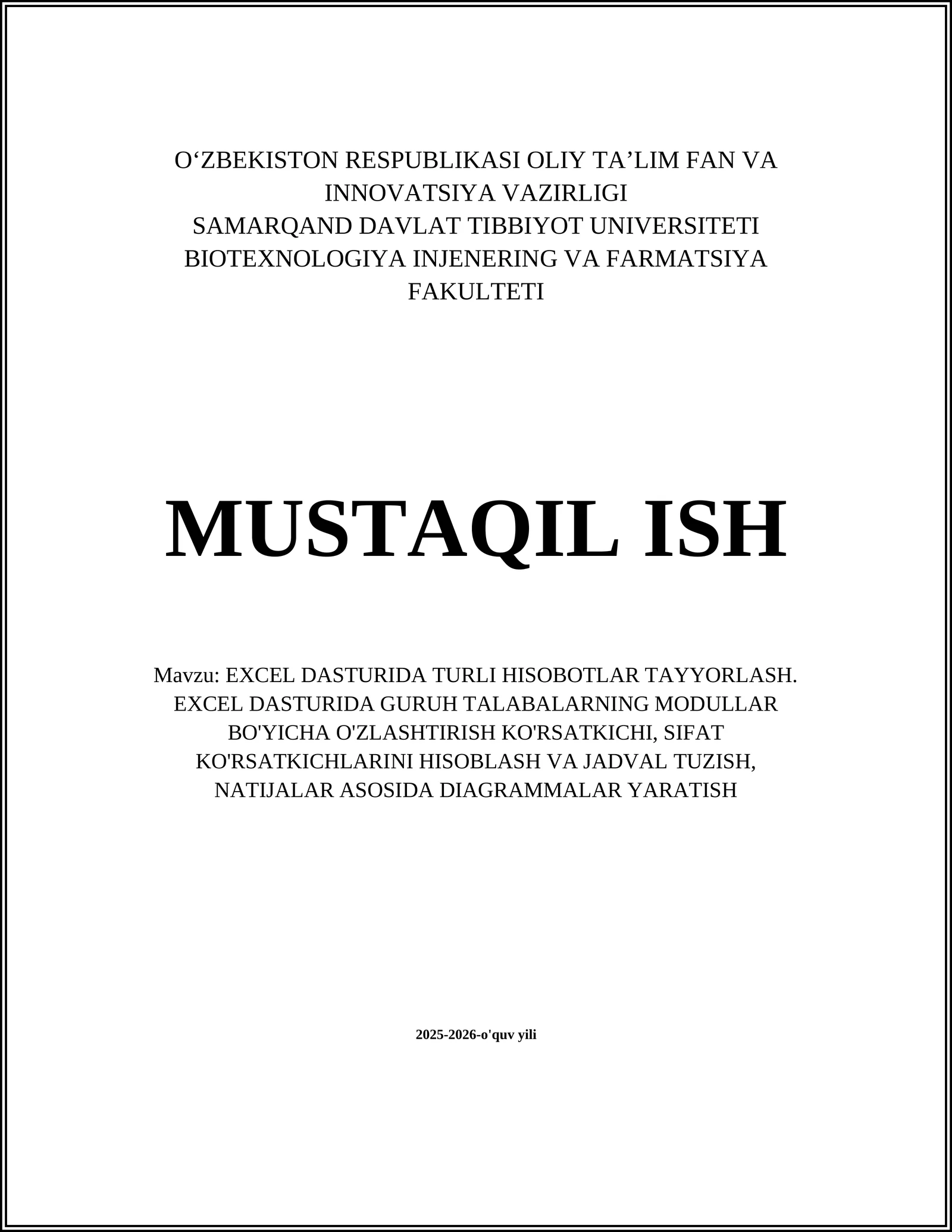 TURLI HISOBOTLAR TAYYORLASH