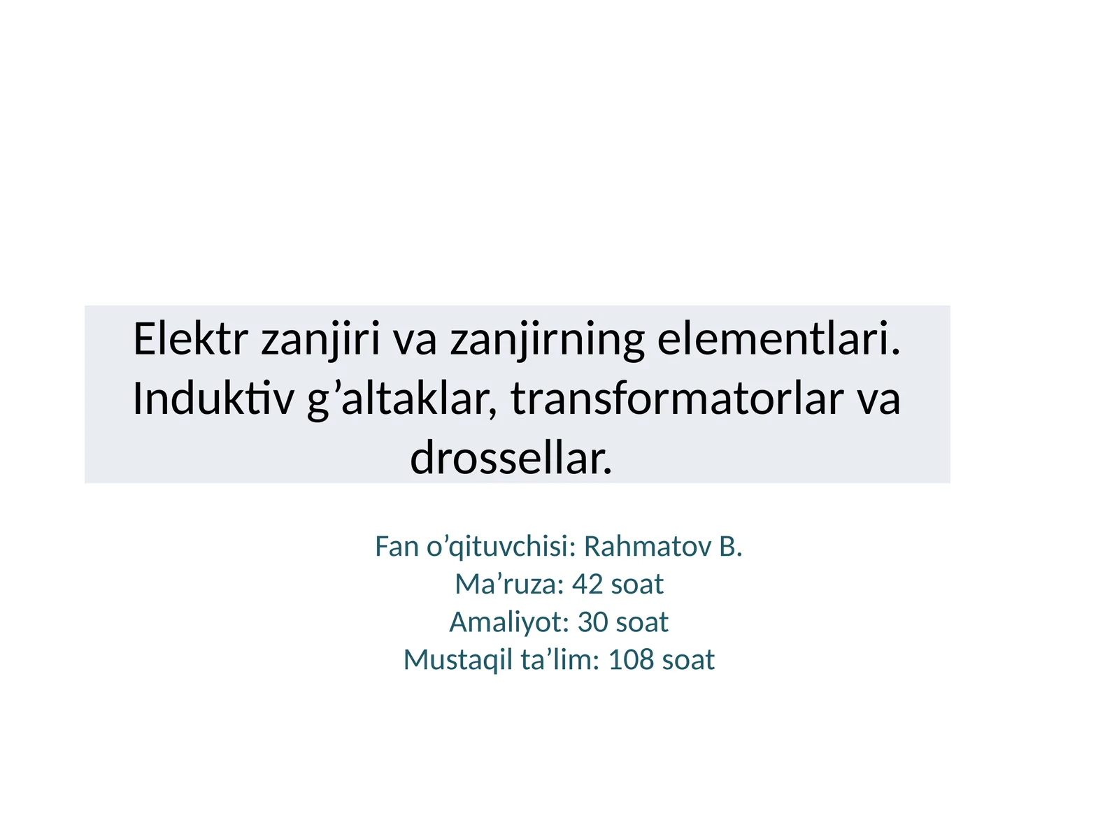 Elektr zanjiri va zanjirning elеmеntlari