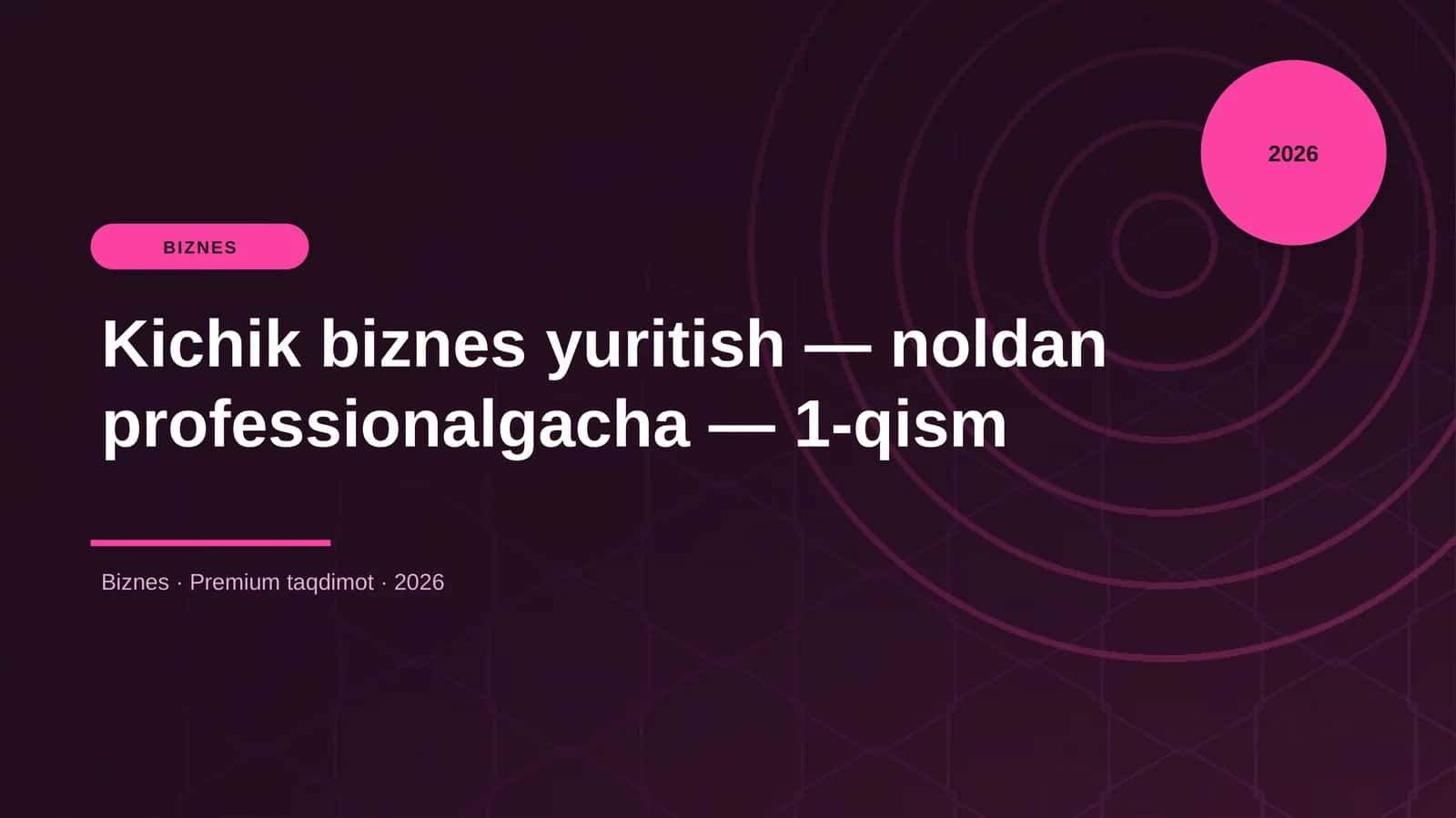 Kichik biznes yuritish — noldan professionalgacha — 1-qism