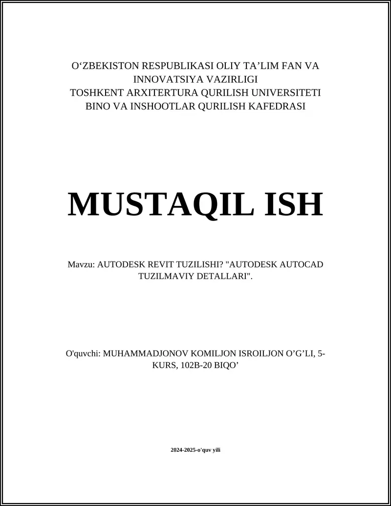 Autodesk Revit tuzilishi