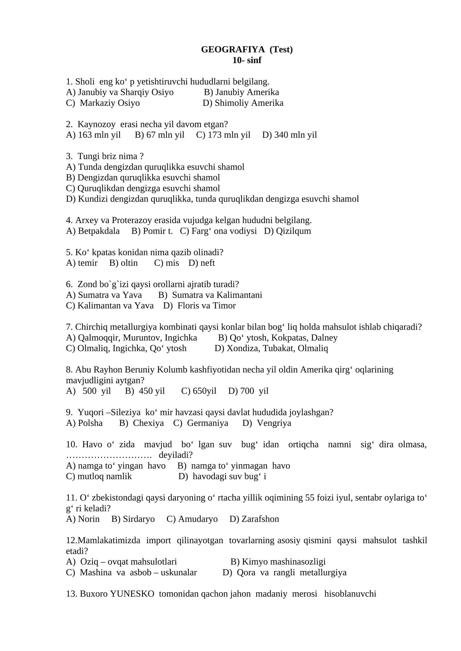 GEOGRAFIYA (Test)