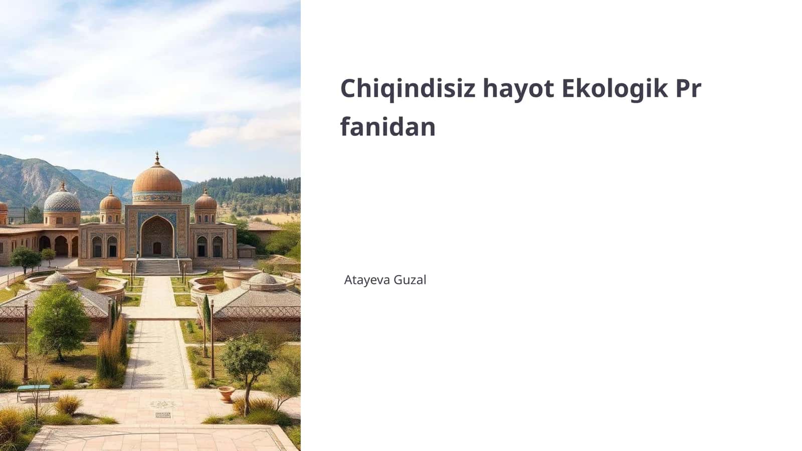 Chiqindisiz Hayot Ekologik Pr fani