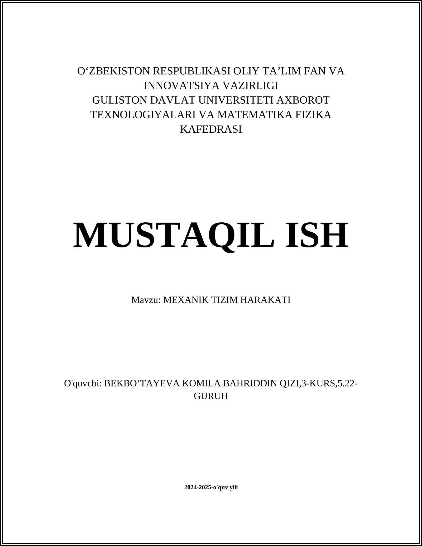 Harakat Trayektoriyasi Ma'lumotlar Bazasi