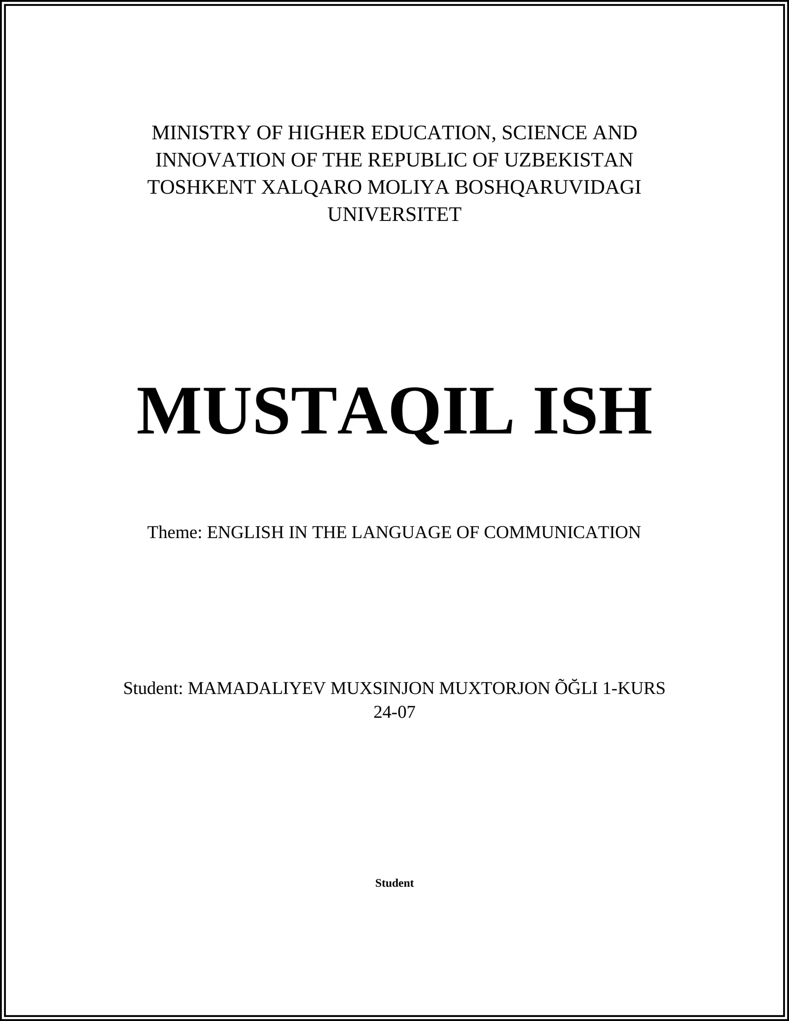English in the Language of Communication