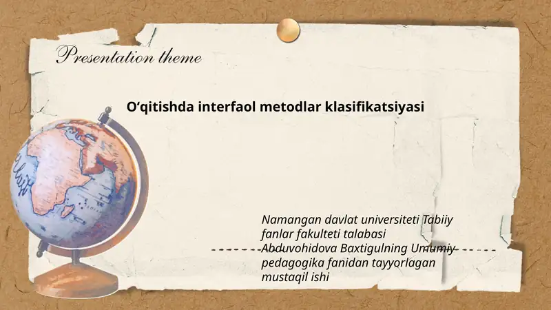 Oʻqitishda interfaol metodlar klasifikatsiyasi