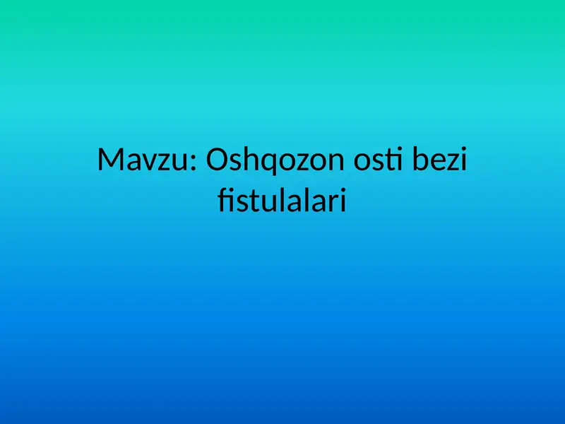 Oshqozon osti bezi fistulalari