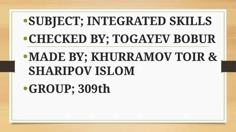INTEGRATED SKILLS