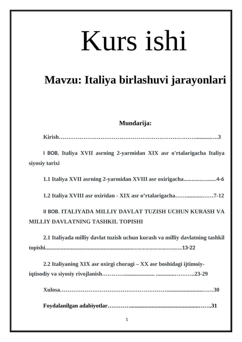 Italiya birlashuvi jarayonlari