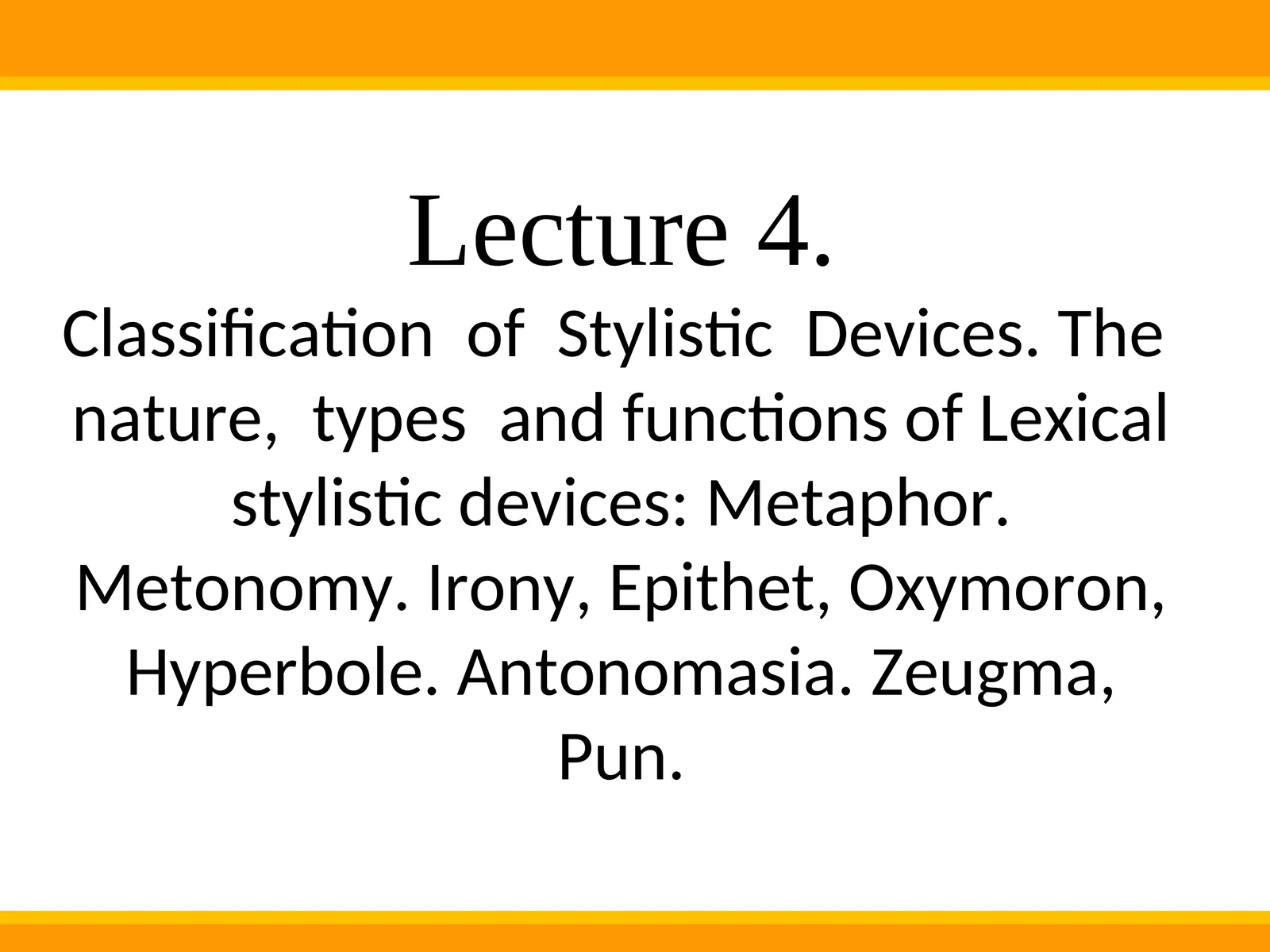 Classification of Stylistic Devices