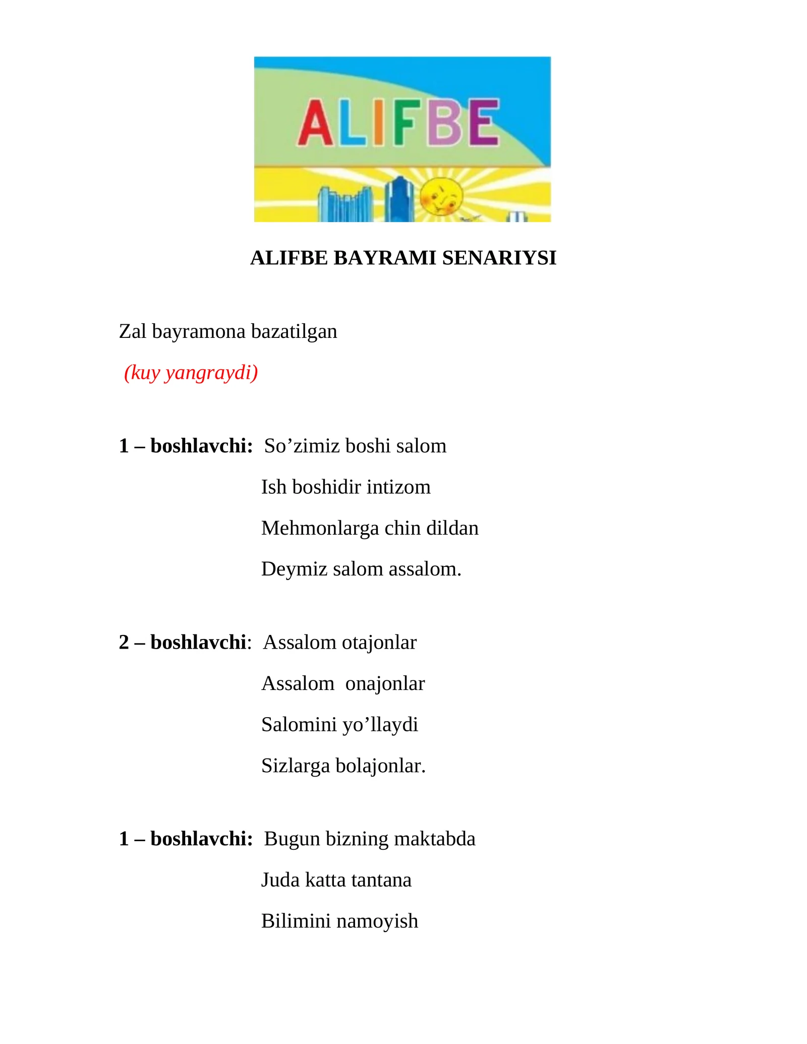 ALIFBE BAYRAM SENARIYSI