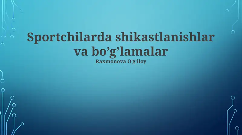 Sport jarohatlari va pay cho'zilishining asoslari