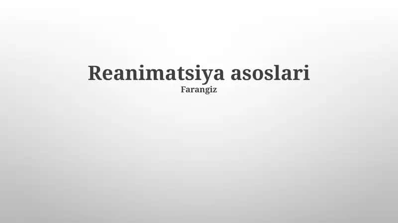 Reanimatsiya asoslari