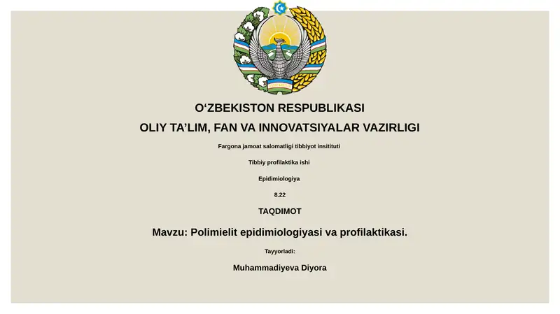 Polimielit epidimiologiyasi va profilaktikasi