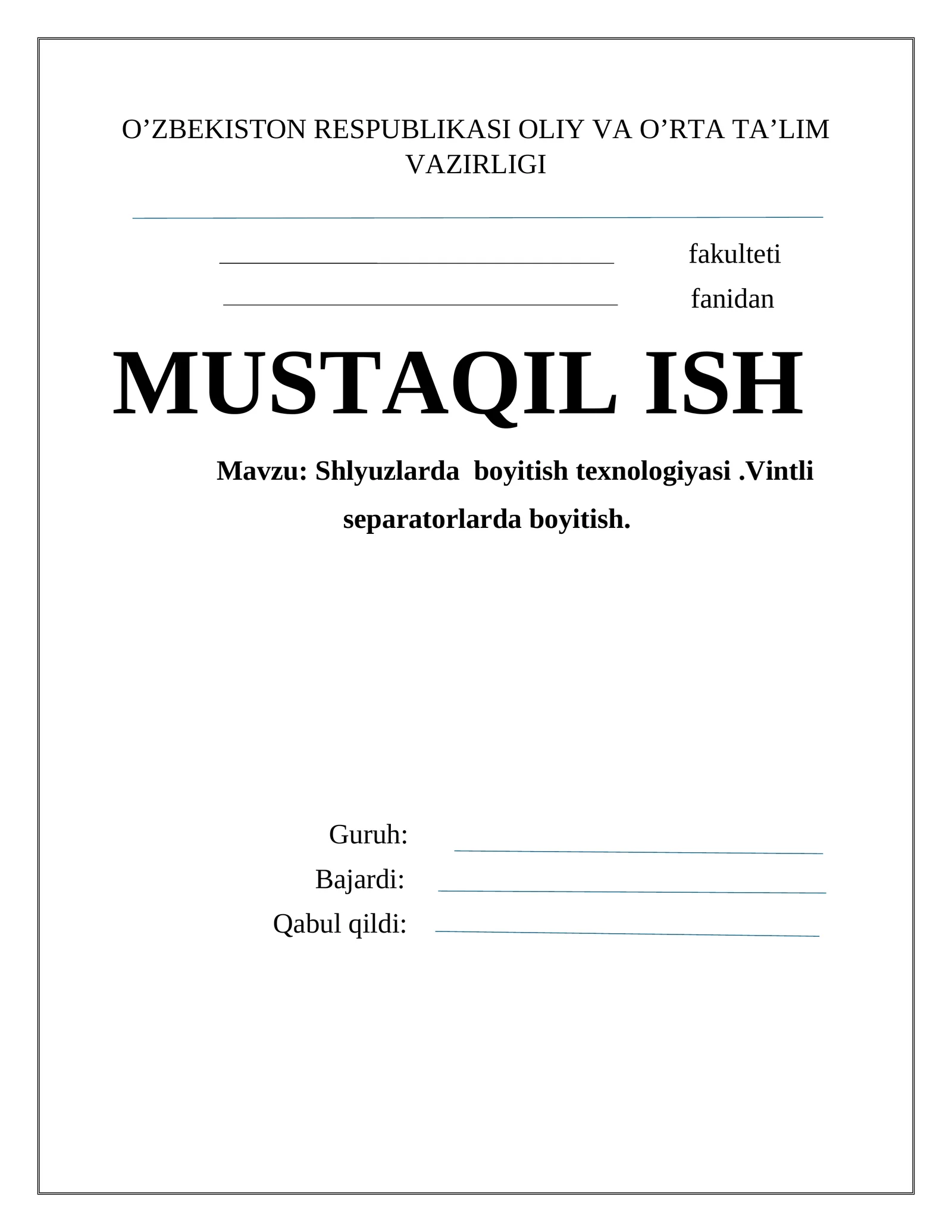 Shlyuzlarda boyitish texnologiyasi.Vintli separatorlarda boyitish