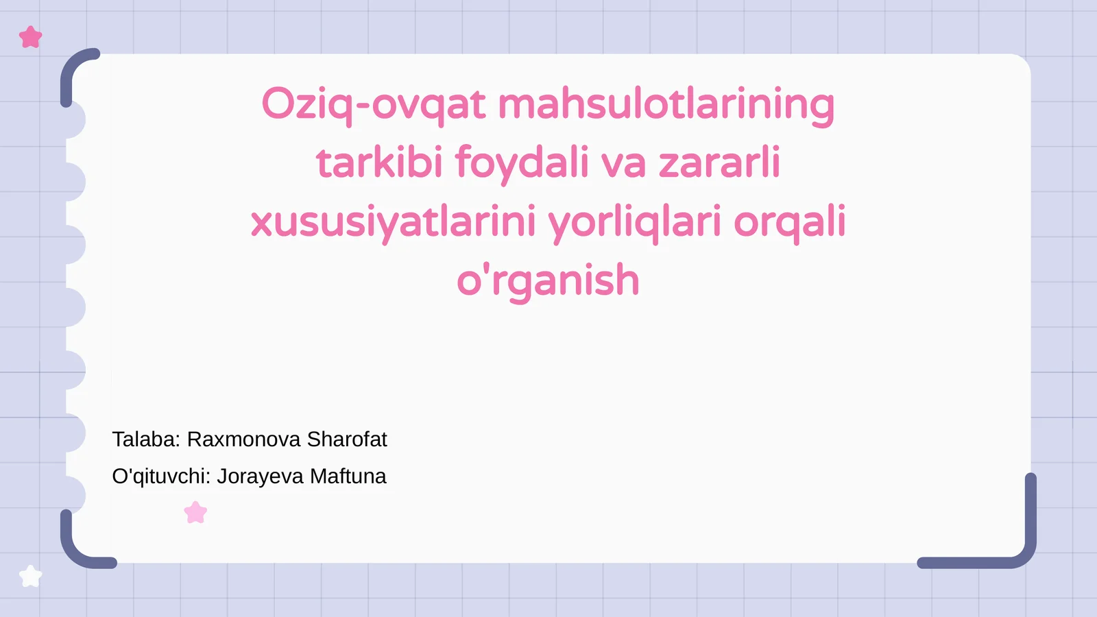 Oziq-ovqat mahsulotlarining tarkibi