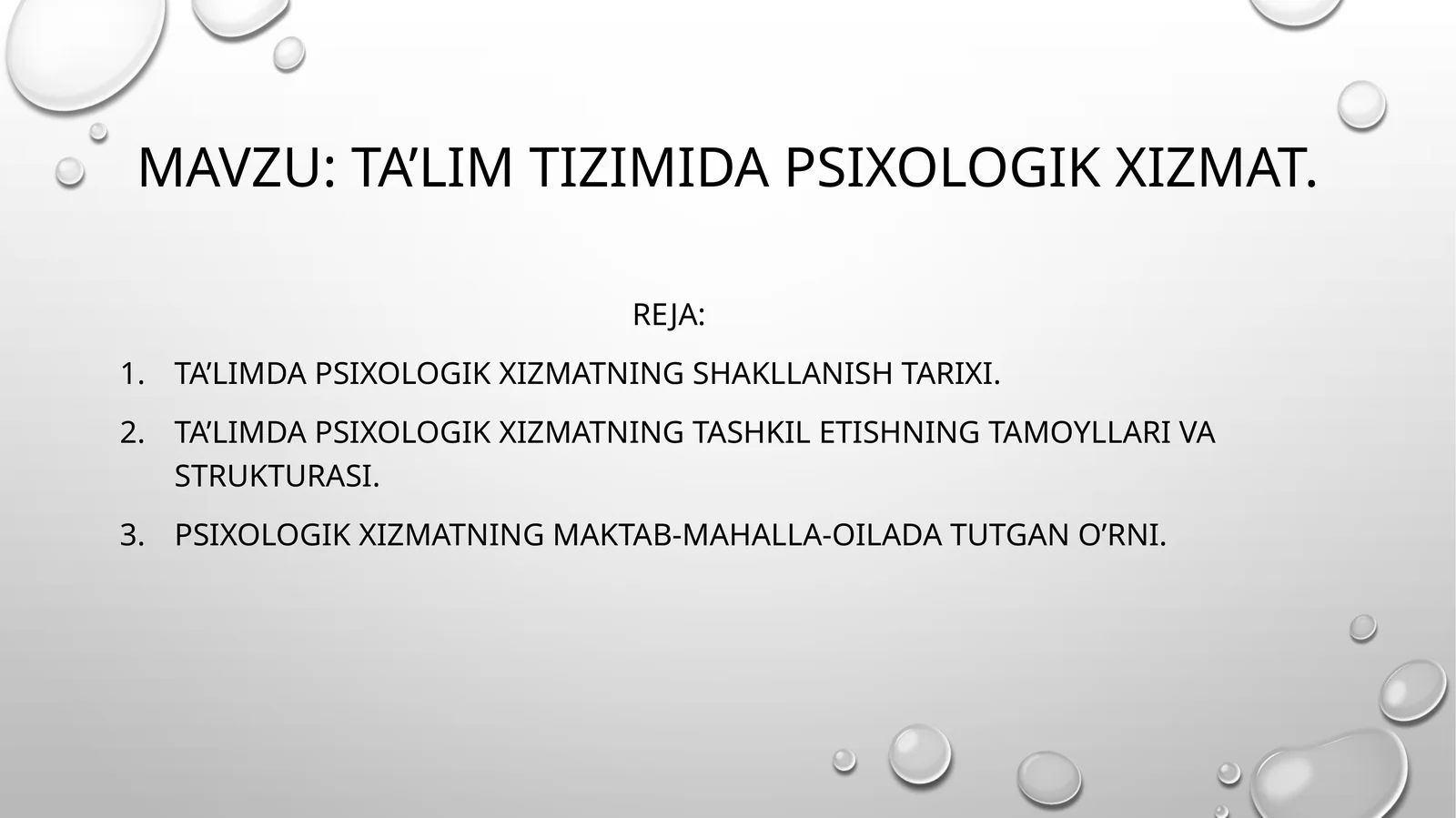 Ta’lim tizimida psixologik xizmat