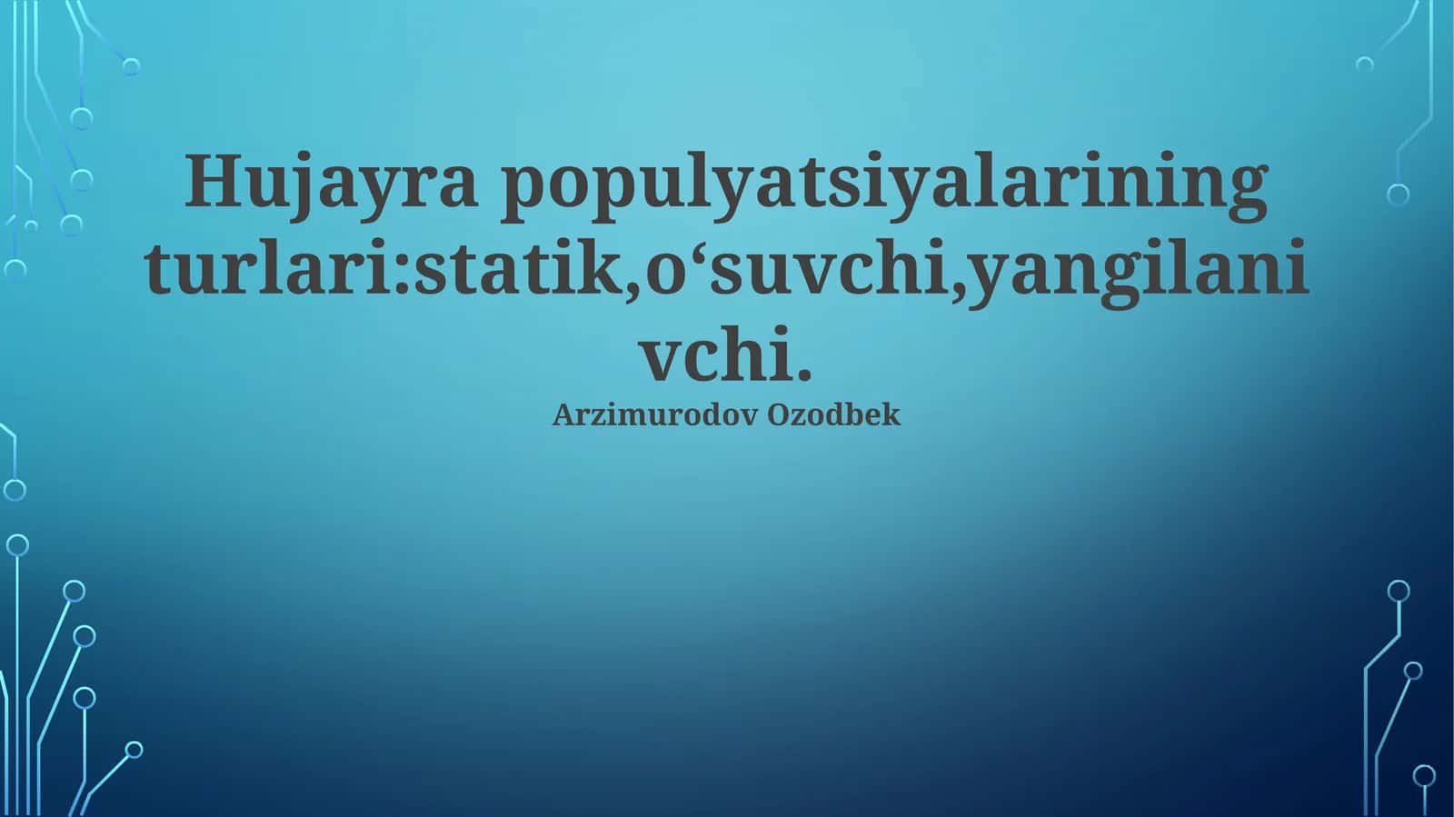 Statik Hujayra Populyatsiyalari