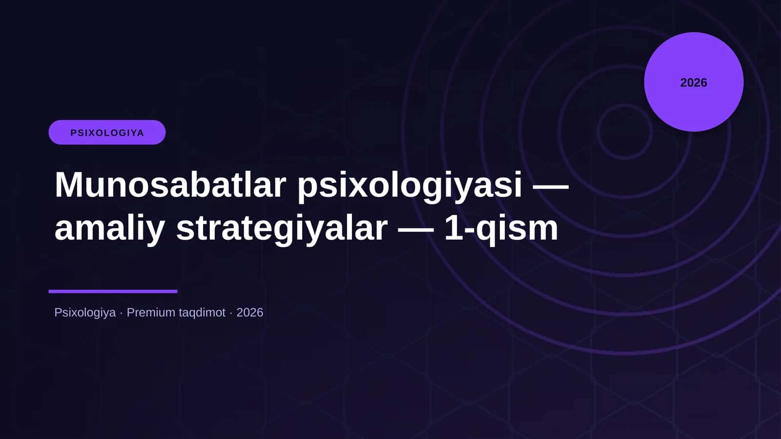 Munosabatlar psixologiyasi — amaliy strategiyalar — 1-qism