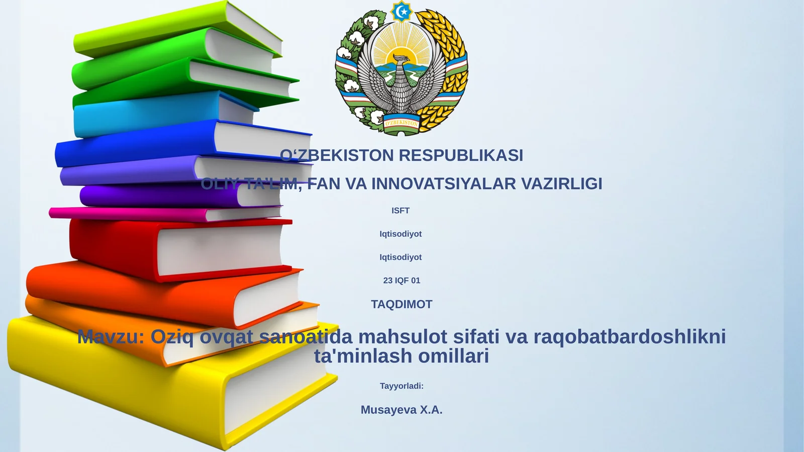 Oziq ovqat sanoatida mahsulot sifati va raqobatbardoshlikni ta'minlash omillari