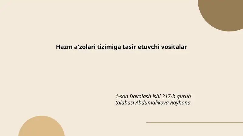 Hazm a'zolari tizimiga tasir etuvchi vositalar