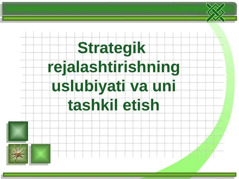 Strategikrejalashtirishninguslubiyativaunitashkiletish