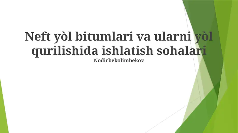 Asfalt Yo'l Qoplamalari Kirish